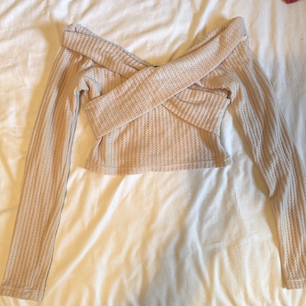 SHEIN Crossover Waffle Weave Sweater